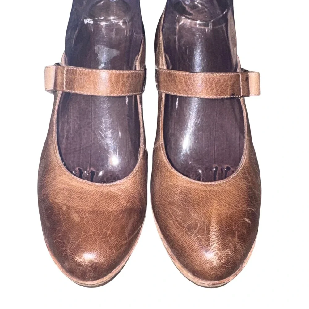 Antelope Brown Leather Mary Jane Wedge Clogs Shoes Women's EU 39 US 8.5 Comfort